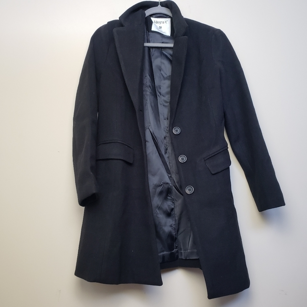 ALLEGRA K Thick Black Button Front Coat